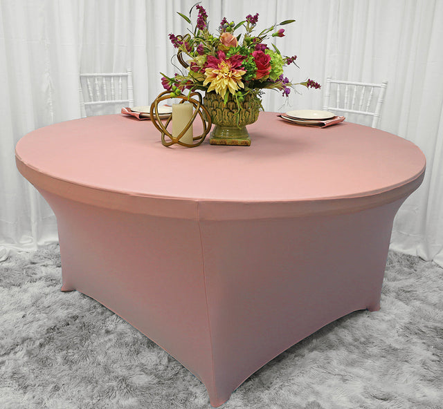 Round Spandex Table Cover 6 Ft Blush Pink