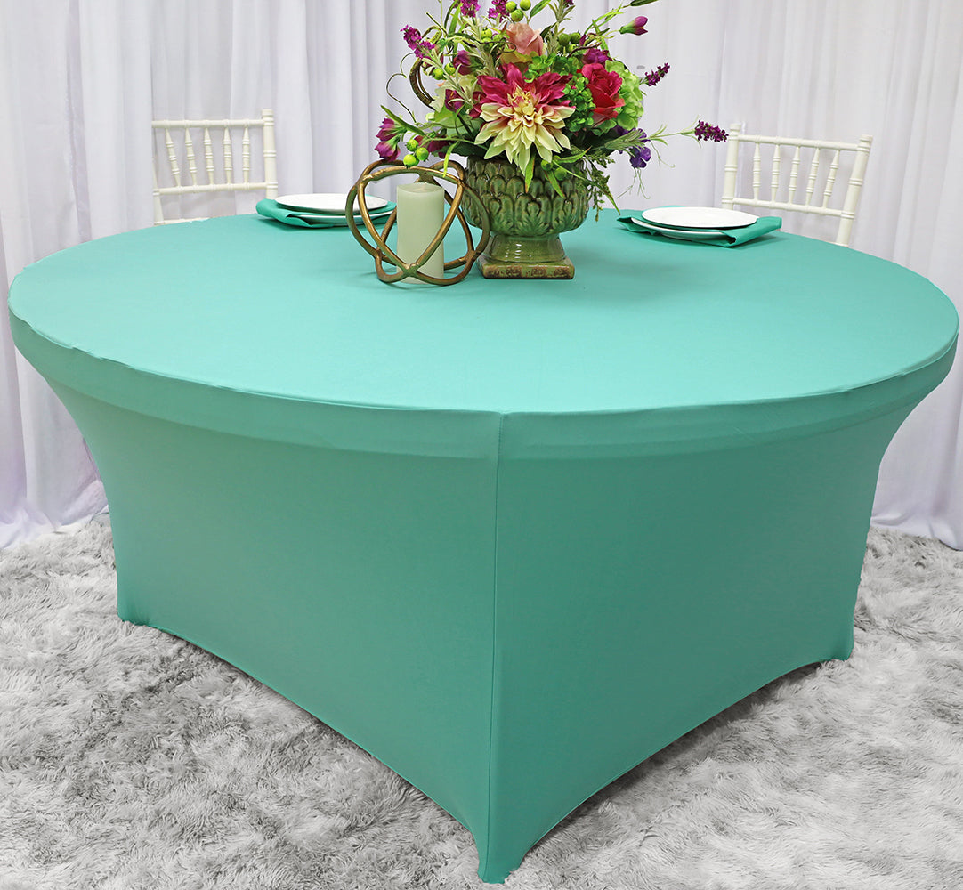 Round Spandex Table Cover 5 Ft Tiff Blue/Aqua Blue