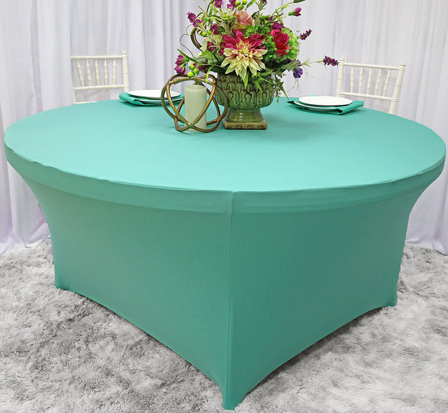 Round Spandex Table Cover 5 Ft Tiff Blue/Aqua Blue