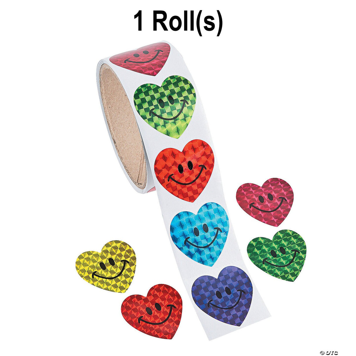 Prism Smile Face Heart Sticker Roll - 100 Pc.