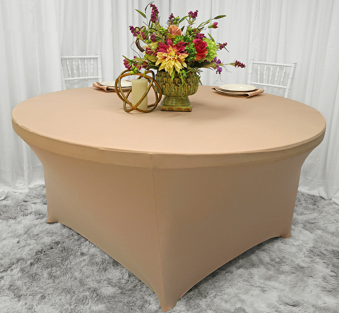 Round Spandex Table Cover 5 Ft Champagne