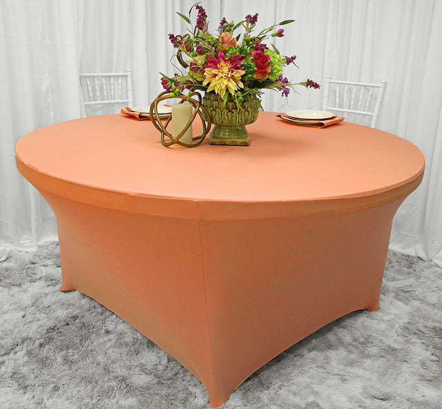 Round Spandex Table Cover 6 Ft Apricot/Peach