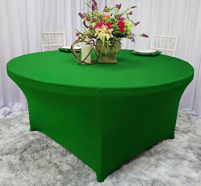 Round Spandex Table Cover 5 Ft Emerald Green