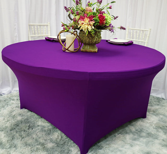 Round Spandex Table Cover 5 Ft Purple