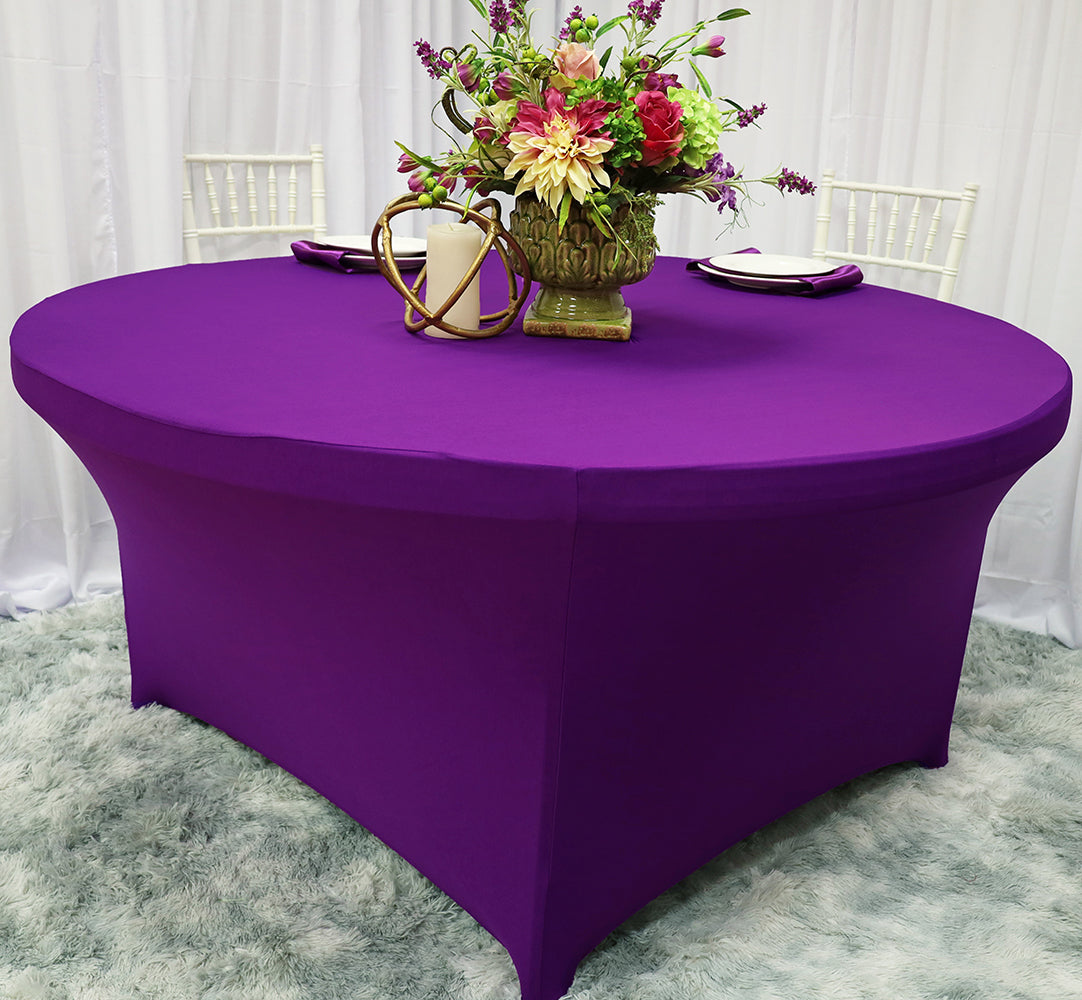 Round Spandex Table Cover 6 Ft Purple