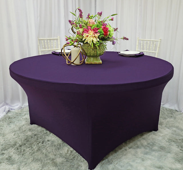 Round Spandex Table Cover 5 Ft Eggplant