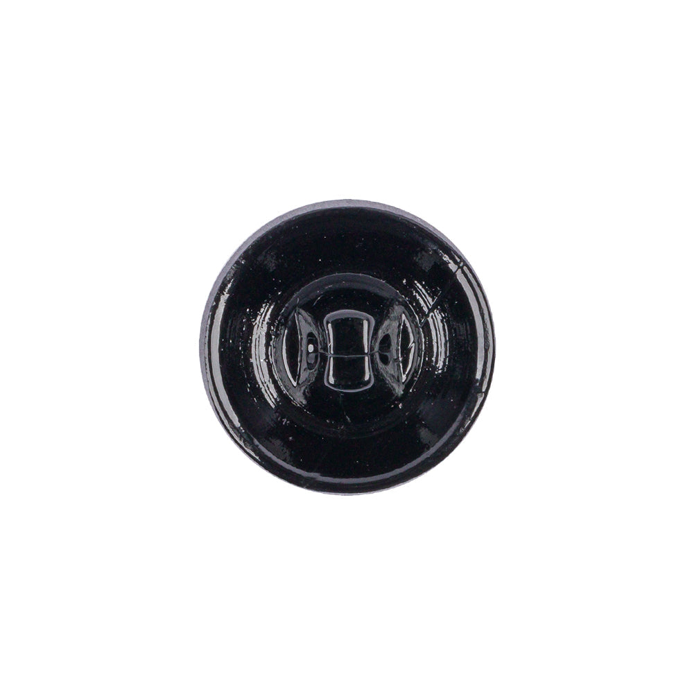 Black Floral Leaf Glass Shank Back Button - 28L/18mm