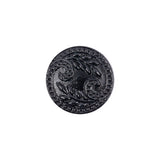 Black Floral Leaf Glass Shank Back Button - 28L/18mm