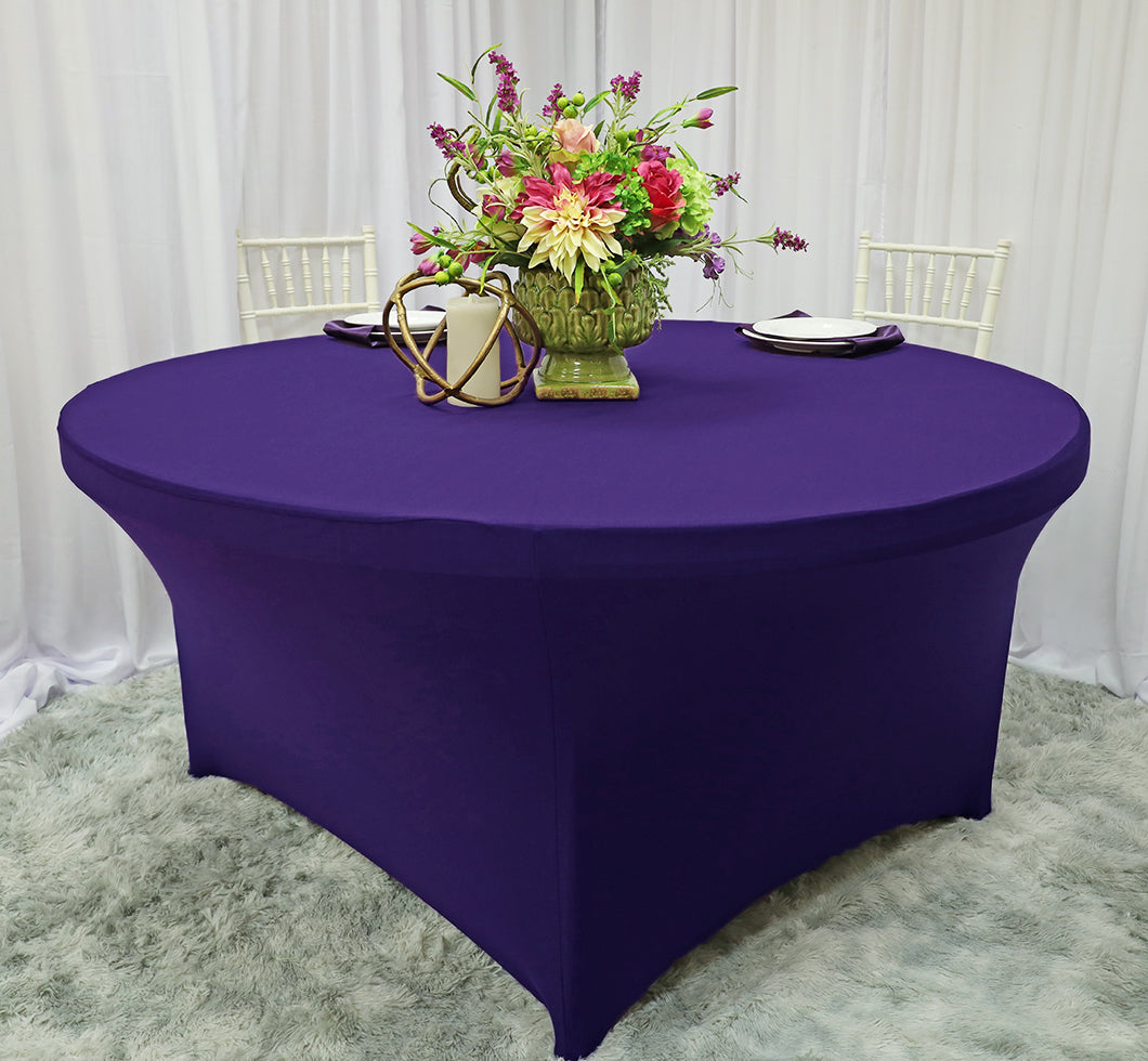 Round Spandex Table Cover 5 Ft Regency Purple