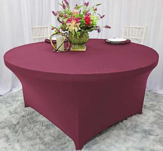 Round Spandex Table Cover 6 Ft Sangria