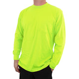 Ultra Cotton Long Sleeve Safety Green Crewneck T-Shirt | RADYAN®