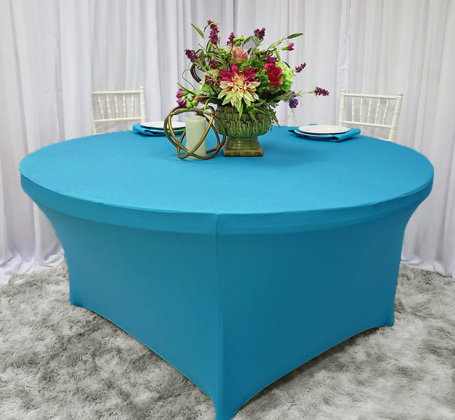 Round Spandex Table Cover 4 Ft Turquoise