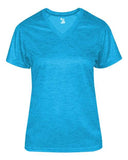 Camiseta con cuello en V de mezcla tonal para mujer