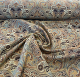 Gold Chinaisa Chenille Upholstery Fabric - Gold Beige Brown Bronze Ivory Damask Pattern, 55" Width (1 Yard)