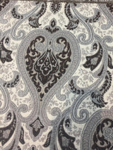 Santa Monica Chenille Upholstery Fabric - Dark Brown Silver Damask, 56" Width (By The Yard)