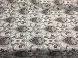 Santa Monica Chenille Upholstery Fabric - Dark Brown Silver Damask, 56" Width (By The Yard)