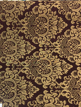 Cleopatra Chenille Upholstery Fabric - Wine Gold Damask, 56" Width (1 Yard)