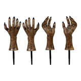 Pre Lit Zombie Hand Stake Lights Outdoor Halloween Decoration Set of 4 Pieces