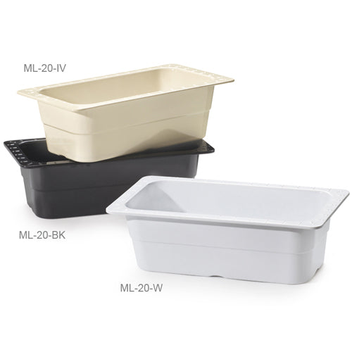 G. E. T. Melamine Food Pan 1/3 Size Insert Pan, 13" x 7" x 4" Deep, Black