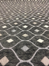 Charcoal Silver Diamond Chenille Upholstery Fabric - Charcoal Silver Diamond Pattern, 56" Width (1 Yard)