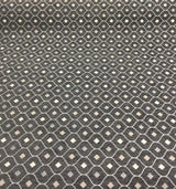 Charcoal Silver Diamond Chenille Upholstery Fabric - Charcoal Silver Diamond Pattern, 56" Width (1 Yard)