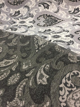 Charcoal Damask Chenille Fabric - Charcoal Damask Pattern, 56" Width (1 Yard)