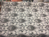 Charcoal Damask Chenille Fabric - Charcoal Damask Pattern, 56" Width (1 Yard)