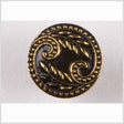 Black and Gold Floral Leaf Glass Shank Back Button - 36L/23mm