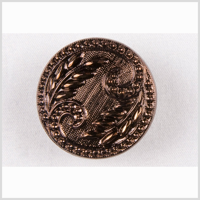 Copper Floral Leaf Glass Shank Back Button - 36L/23mm