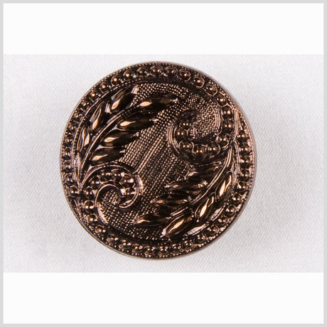 Copper Floral Leaf Glass Shank Back Button - 36L/23mm