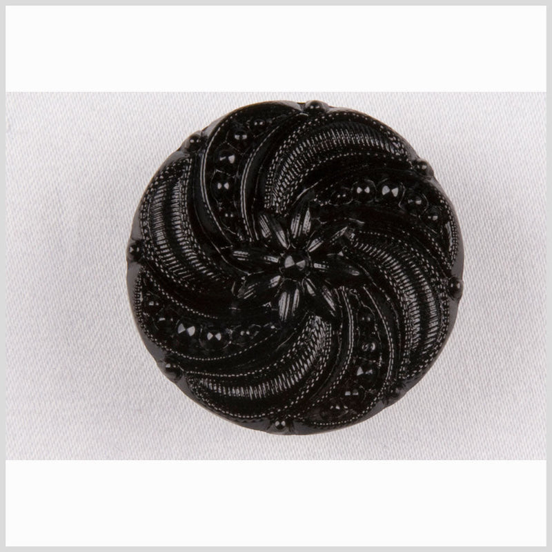 Black Floral and Swirl Glass Button - 28L/18mm