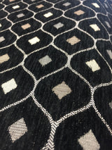 Black Silver Diamond Chenille Upholstery Fabric - Black Silver Diamond Pattern, 56" Width (1 Yard)