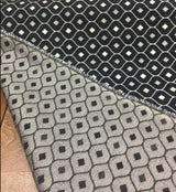 Black Silver Diamond Chenille Upholstery Fabric - Black Silver Diamond Pattern, 56" Width (1 Yard)