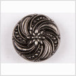 Black and Platinum Floral and Swirl Glass Button - 22L/14mm