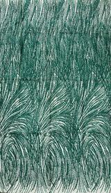 Shell Glitter Design Mesh Lace Fabric - Glitter Shell Pattern, 54" Width (1 Yard)
