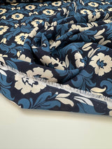 Silk Printed Crepe Blue Floral
