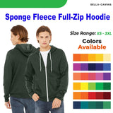 Bella + Canvas® Sponge Fleece Full-Zip Hoodie Sweatshirt