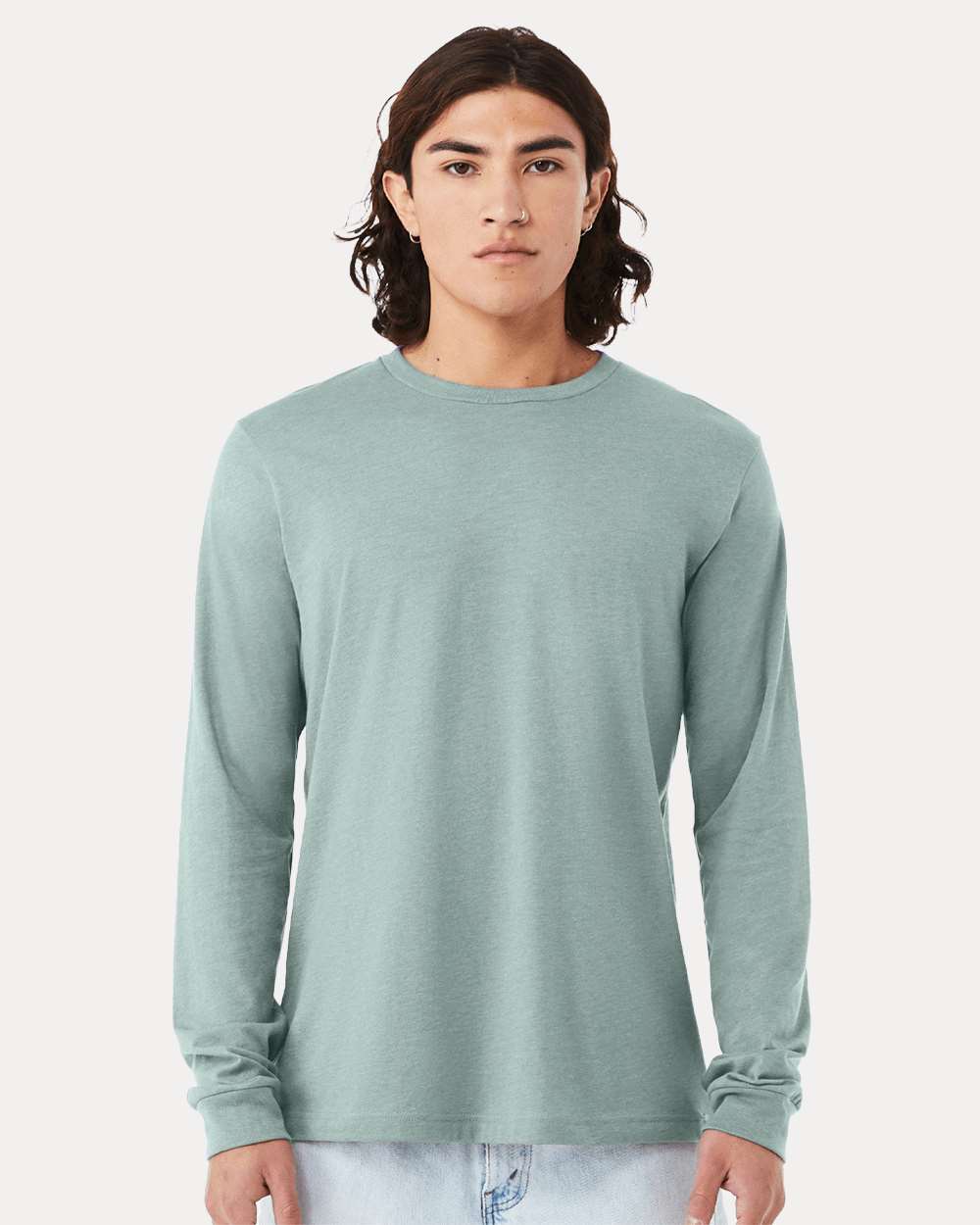 BELLA + CANVAS® Heather CVC Crewneck Long Sleeve Tee