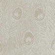 Cream Peacock Feather Finch Polyester Fabric - Linen Damask Jacquard, 55" Width, 13.75" Horizontal Repeat, 11.5" Vertical Repeat (1 Yard)