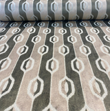 Belgian Velvet Paxton Fawn Beige Stripe Upholstery Fabric - Fawn Beige, Ogee Stripe, 54" Width (1 Yard)