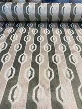 Belgian Velvet Paxton Fawn Beige Stripe Upholstery Fabric - Fawn Beige, Ogee Stripe, 54" Width (1 Yard)