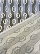 Paxton Belgian Velvet Upholstery Fabric - Platinum Silver Ogee Stripe, 54" Width (1 Yard)