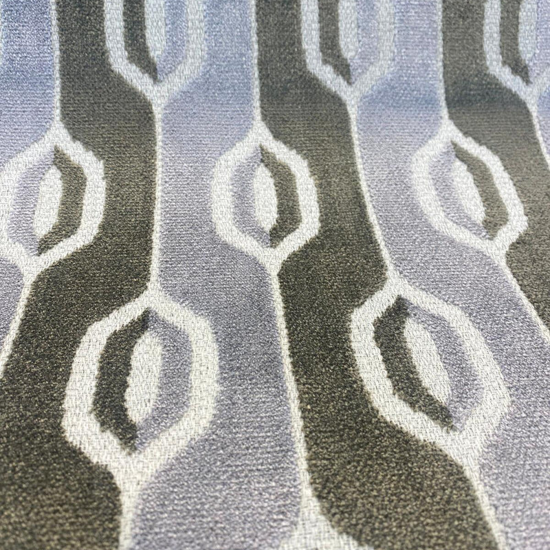 Paxton Belgian Velvet Upholstery Fabric - Platinum Silver Ogee Stripe, 54" Width (1 Yard)