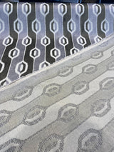 Paxton Belgian Velvet Upholstery Fabric - Platinum Silver Ogee Stripe, 54" Width (1 Yard)