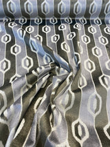 Paxton Belgian Velvet Upholstery Fabric - Platinum Silver Ogee Stripe, 54" Width (1 Yard)