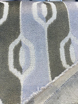 Paxton Belgian Velvet Upholstery Fabric - Platinum Silver Ogee Stripe, 54" Width (1 Yard)
