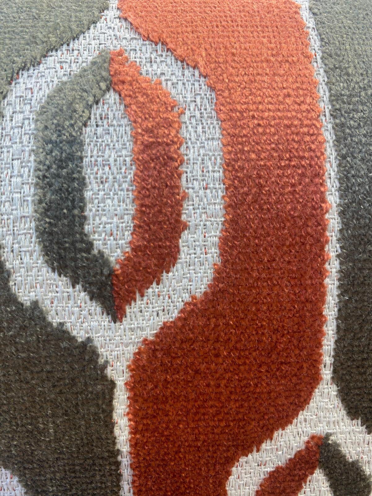 Paxton Bittersweet Belgian Velvet Fabric - Brick Rust, Taupe, Dark Taupe Ogee Stripe, 54" Width (By The Yard)