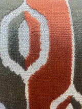 Paxton Bittersweet Belgian Velvet Fabric - Brick Rust, Taupe, Dark Taupe Ogee Stripe, 54" Width (By The Yard)