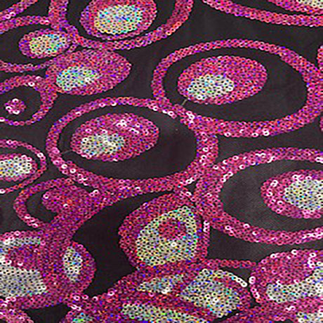 Mesh Sequin Hologram Fabric 50" Black Turquoise