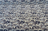 Stark Landscape Blue Chenille Tapestry Fabric - Navy Blue, Light Blue, Beige, 54" Width (By The Yard)